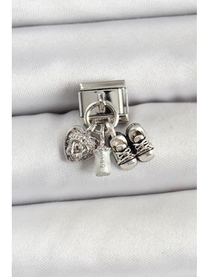 cleovibe 316L Çelik Gümüş Renk Bebek Konsept Nomination Charm