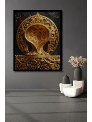 Beta Moda Hub Altın Yaldızlı Barok Desenli Ahşap Ev,antre,salon,ofis,mutfak,yatak Odası Tablo Çerçeve Görünümlü