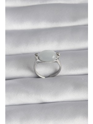 cleovibe Pirinç Gümüş Renk Sedefli Kadın Yüzük
