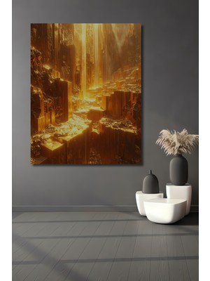 Beta Moda Hub Altın Kristal Vadi Yağlı Boya Görünümlü Dekoratif Ahşap Ev,antre,ofis,mutfak,yatak Odası Tablo