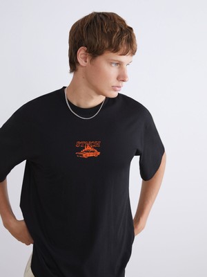 Lc Waikiki Yeni Sezon Bisiklet Yaka Baskılı Penye Erkek Tişört