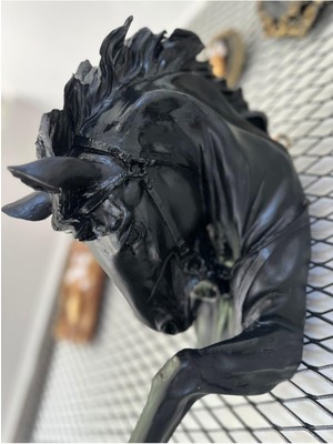 Hanlar Home At Kafası Heykeli , Dekoratif Duvar Biblosu , Siyah Gümüş Eskitme