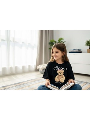 Cocosh Baskılı Crop Tshırt Siyah