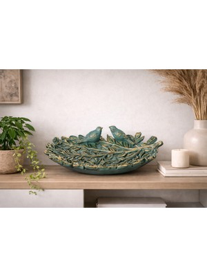 Hanlar Home Kuş Figürlü Yeşil Eskitme Dekoratif Obje