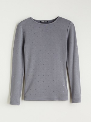 Lc Waikiki Yeni Sezon Bisiklet Yaka Taşlı Kadın Tişört