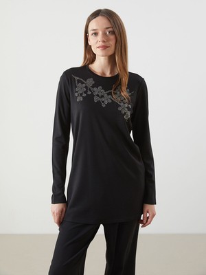 Lc Waikiki Yeni Sezon Bisiklet Yaka Taşlı Kadın Tunik