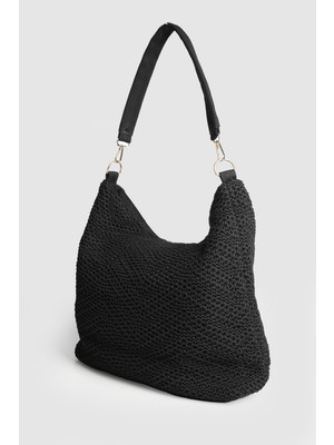 Septemmart Laco Büyük Boy Örme-Hasır Kadın Omuz Çantası