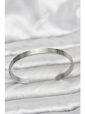 cleovibe 316L Çelik Gümüş Renk Ayetel Kürsi Yazılı Bileklik