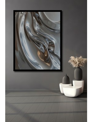 Beta Moda Hub Metalik Akış Modern Sanat Ahşap Ev,antre,salon,ofis,mutfak,yatak Odası Tablo Çerçeve Görünümlü