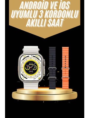 LTG Nova Yeni Nesil 3 Kordonlu Kol Saati 49 mm Amoled Ekran Akıllı Saat