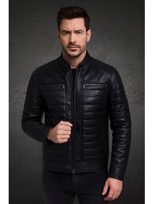 Evasim Hakiki Deri Erkek Deri Mont (Siyah)