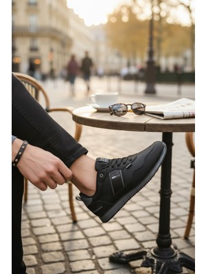 Enoch Erkek Deri Görünümlü Retro Spor Ayakkabı - Günlük Klasik Sneaker