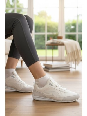 Enoch Unisex Tam Beyaz Yürüyüş Ayakkabısı - Düz Taban Spor Sneaker