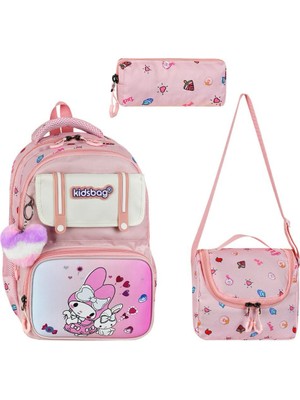 KumOziShop My Melody Baskılı Ortopedik Su Geçirmez Okul Çantası Termal Beslenme ve Kalemlik Seti