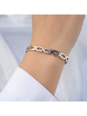 Yush Aksesuar Düz Örgü Model Çelik Kelepçe Bileklik