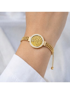 Yush Aksesuar Tuğralı Kalın Zincir Bileklik