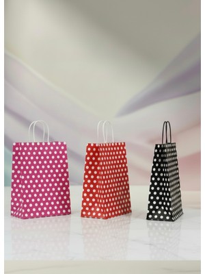 Aybaş Kağıtçılık 1.kalite 18X24 cm 3'lü Set Beyaz Benekli Kraft Kağıt Çanta,hediye Poşeti, Hediye Paketi, Kraft Çanta