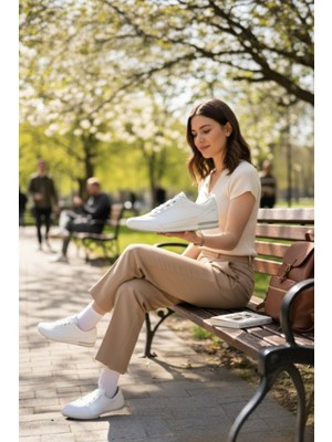 Enoch Erkek Beyaz Gri Detaylı Günlük Spor Ayakkabı - Rahat Kalıp Yürüyüş Sneaker