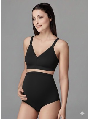 Eros Kadın Pamuklu Yüksek Bel Hamile Külodu Düz Desen Esnek Bel Tasarımı ile Rahatlık