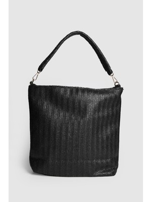 Septemmart Laco Büyük Boy Örme-Hasır Kadın Omuz Çantası