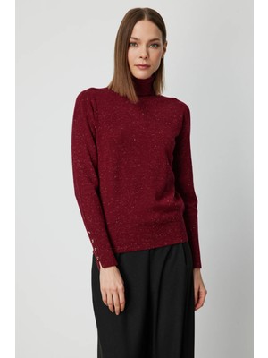 On Triko Balıkçı Yaka Işıltılı Triko Kazak 69318