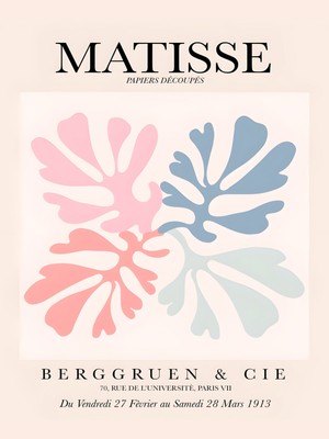 Fuart.Co Pastel Dörtlü Yaprak Matisse Serisi Dijital Baskı Poster (Çerçevesiz) Mtfu