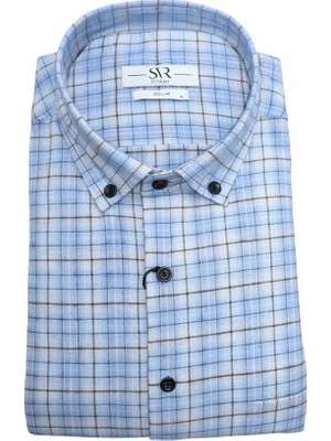 Süvari Rahat Kalıp Desenli Tam Pamuk Cepli Oduncu Gömleği