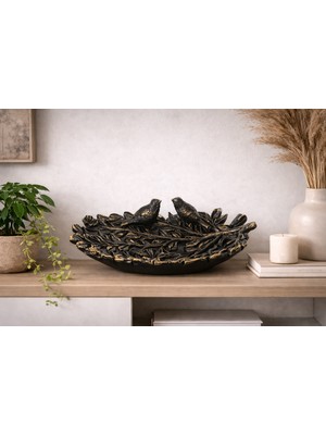 Hanlar Home Kuş Figürlü Siyah Eskitme Dekoratif Obje