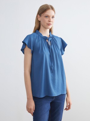 Lc Waikiki Yeni Sezon Bağlamalı Yaka Dokulu Bluz