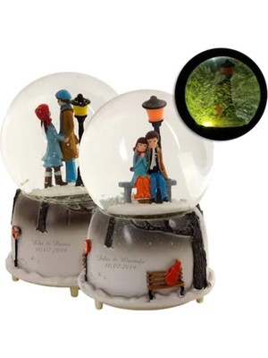 Kişiye Özel Aşk Seninle Güzel Işıklı Müzikli Kar Küresi