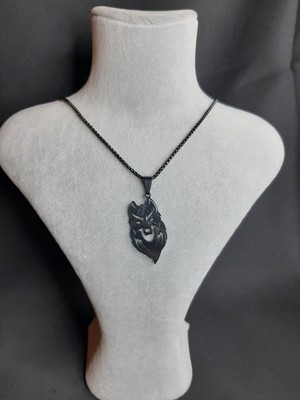 Mryart Kurt Simgeli Çelik Kolye 3,5cm Siyah Unisex Tarz Kolye