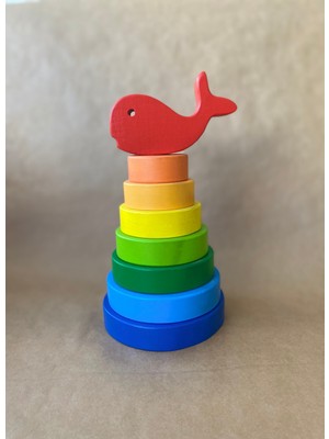 Tiny Wood Ahşap Balık Halka Geçirme Kulesi – Montessori Eğitici Oyuncak