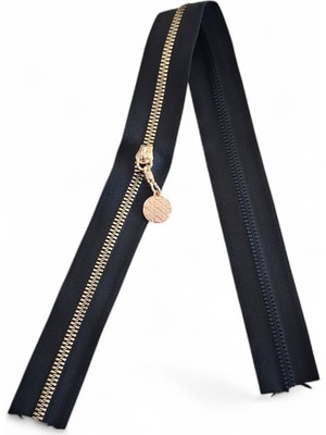 Nildenhobim Çanta Fermuarı - Altın Dişli -  Uzunluk  50 cm  - Genişlik 3.5 cm ( Siyah )