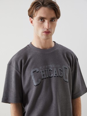 Lc Waikiki Yeni Sezon Bisiklet Yaka Kısa Kollu Baskılı Erkek Sweatshirt