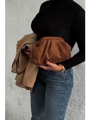 Septemmart Sofya Kadife Taşlı Kadın Portföy- Askılı Çanta