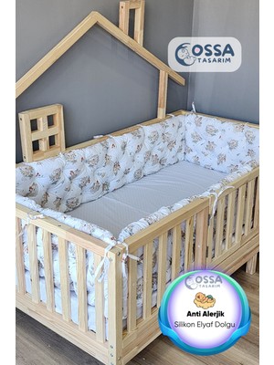 Yasetex Tasarım Montessori Yatak ve Beşik Için 4 Kenar Koruma Seti Koala Desenli