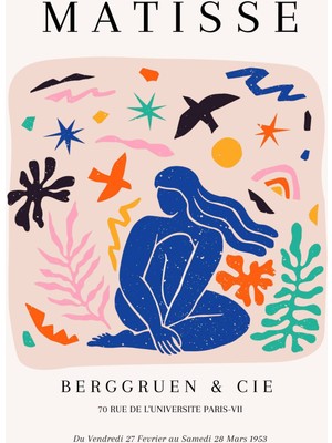 Fuart.Co Matisse Mavi Saçlı Kız Matisse Sanat Serisi Dijital Baskı Poster (Çerçevesiz) Mtfu