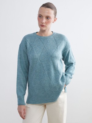 Lc Waikiki Yeni Sezon Bisiklet Yaka Kendinden Desenli Kadın Triko Kazak