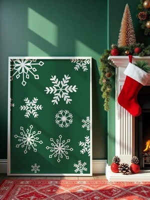 Fuart.Co Kar Taneleri Djital Baskı Noel Temalı Poster (Çerçevesiz) Nofu