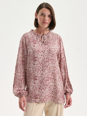 Lc Waikiki Yeni Sezon Bağlamalı Yaka Desenli Bluz