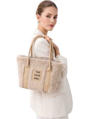 Mira Kadın Yumuşak Peluş Tote Bag – Kışlık Şık Omuz ve El Çantası
