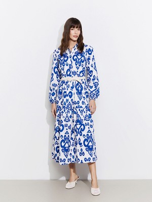 Lc Waikiki Yeni Sezon Gömlek Yaka Desenli Poplin Elbise