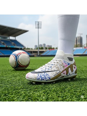 Rungo Laliga 45-46-47 Battal Boy Çoraplı Desenli Halısaha Çimsaha Krampon