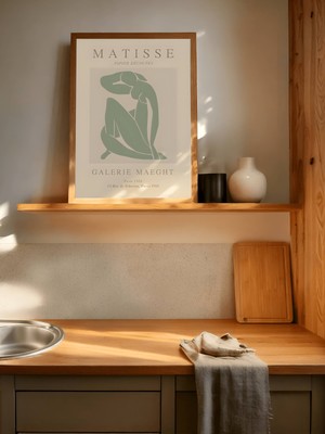 Fuart.Co Matisse Silueti Haki Matisse Sanat Serisi Dijital Baskı Poster (Çerçevesiz) Mtfu