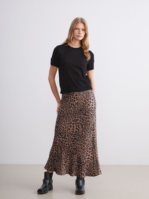 Lc Waikiki Yeni Sezon Beli Lastikli Leopar Desenli Saten Etek