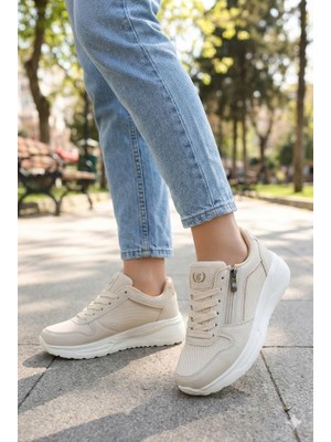 Fort 0605 Sea Rahat Fermuarlı Bağçıklı Kalın Taban Kadın Spor Ayakkabı