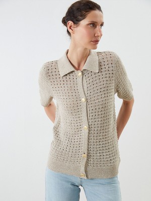 Lc Waikiki Yeni Sezon Polo Yaka Ajurlu Kadın Triko Yelek