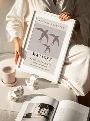 Fuart.Co Matisse Bej Kuşlar Matisse Sanat Serisi Dijital Baskı Poster (Çerçevesiz) Mtfu