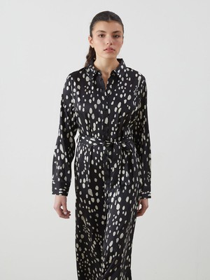 Lc Waikiki Yeni Sezon Desenli Saten Kadın Gömlek Elbise