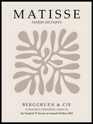 Fuart.Co Matisse Grej Kesim Matisse Sanat Serisi Dijital Baskı Poster (Çerçevesiz) Mtfu